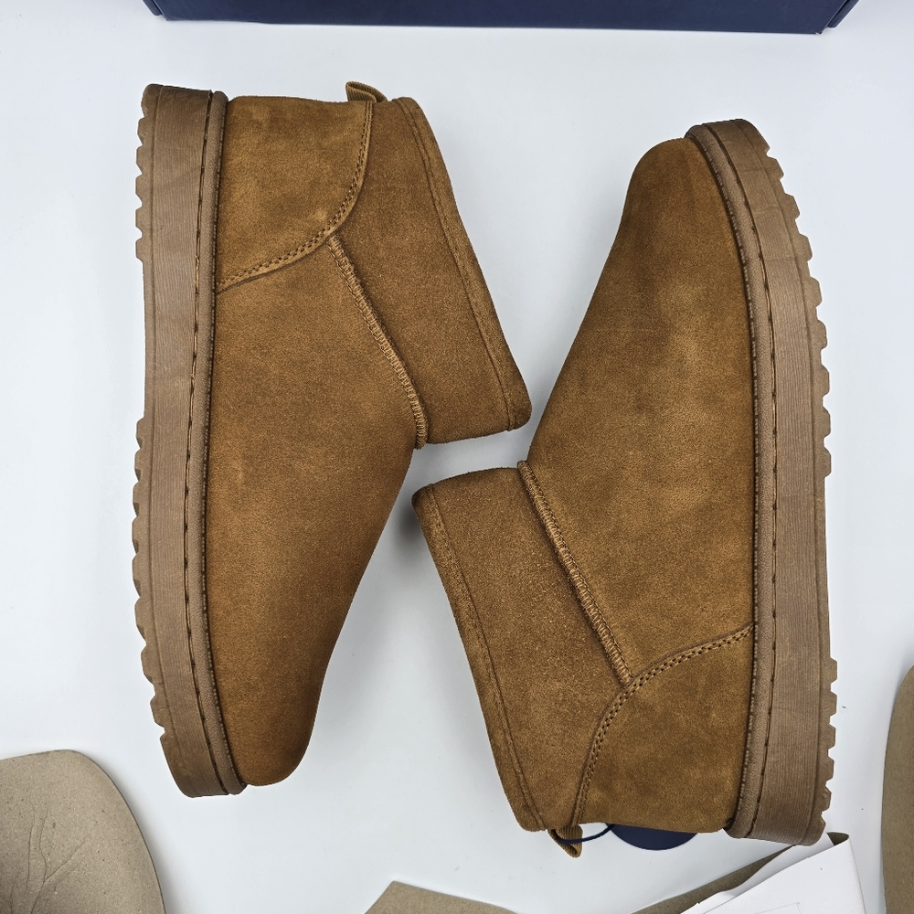 NIB White Mountain Inspo Leather & Faux Fur Ankle Booties, Whiskey/Suede, Sz. 10 - Picture 15 of 16